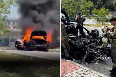 20 milyon lira değerindeki l&uuml;ks otomobil alev topuna d&ouml;nd&uuml;