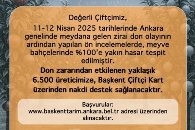 Ankara B&uuml;y&uuml;kşehir Belediyesi&rsquo;nden zirai don mağduru &uuml;reticilere destek