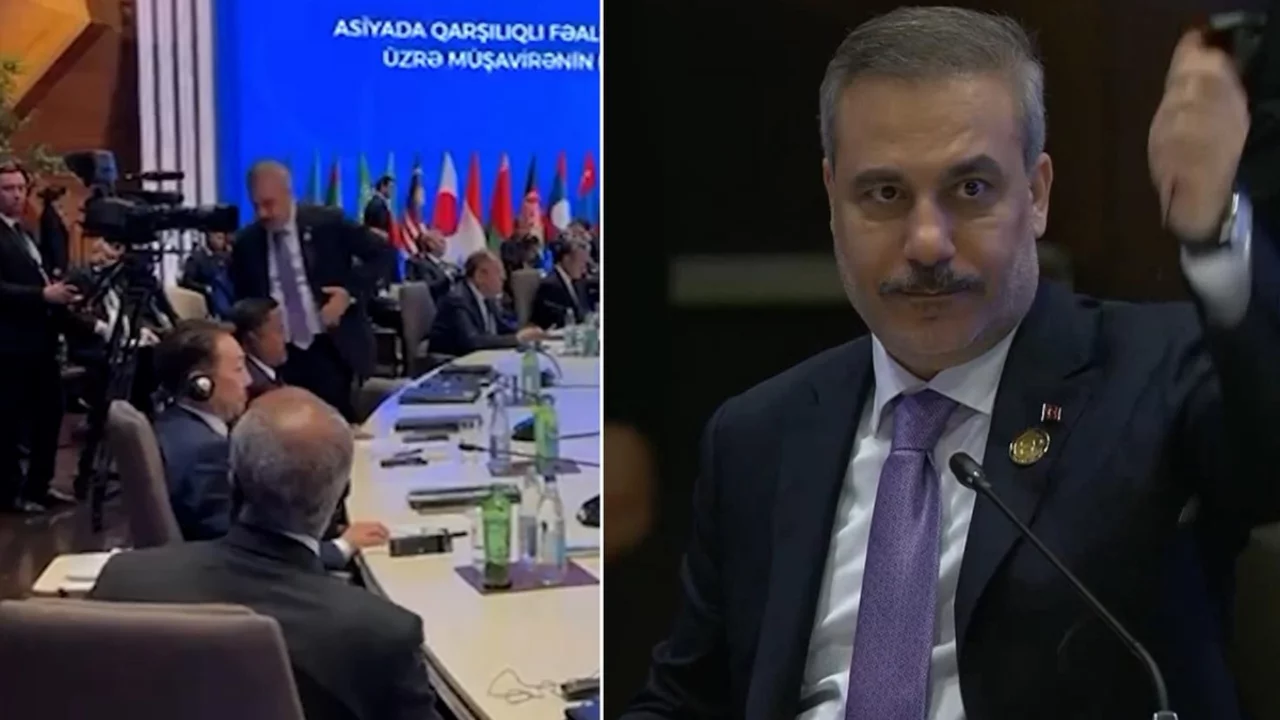 Azerbaycan'da tarihi protesto! Bakan Fidan da salonu terk etti