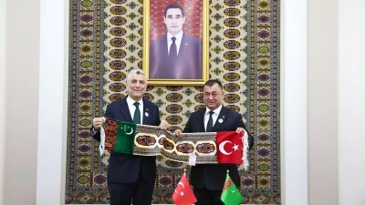 Bakan Bolat, T&uuml;rkmenistan Bakanlar Kurulu Başkan Yardımcısı Ataguliev ile g&ouml;r&uuml;şt&uuml;