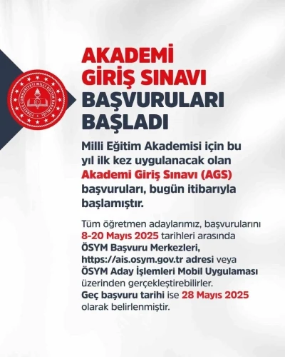 Bakan Tekin, AGS başvurularının başladığını duyurdu
