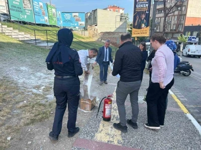 Bandırma&rsquo;da yangın tatbikatı ger&ccedil;ekleştirildi
