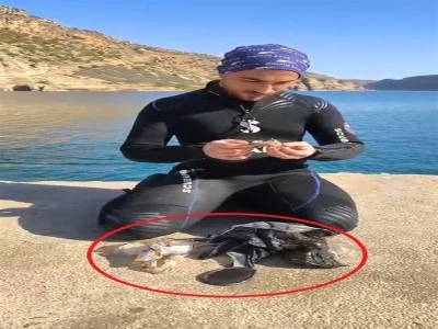 Baraj g&ouml;l&uuml;nde 'b&uuml;y&uuml;' malzemeleri bulundu