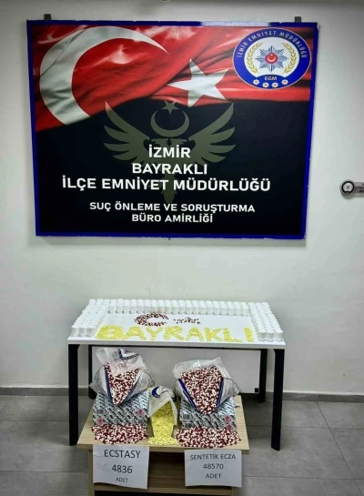 Bayraklı&rsquo;da binlerce uyuşturucu hap ele ge&ccedil;irildi
