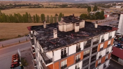 Beyşehir&rsquo;de yangının ardından apartman sakinleri mağdur