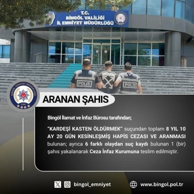 Bing&ouml;l&rsquo;de 8 yıl kesinleşmiş hapis cezası bulunan zanlı yakalandı
