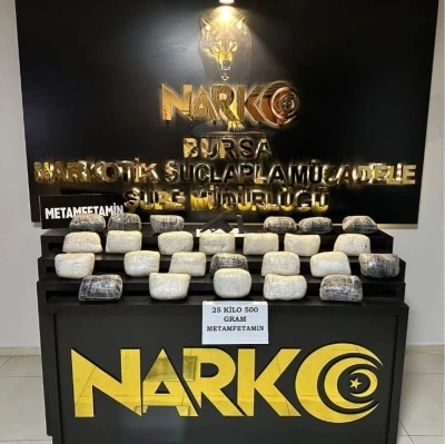 Bursa&rsquo;da 25 bu&ccedil;uk kilo metamfetamin ele ge&ccedil;irildi