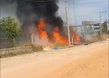 Bursa'da ara&ccedil; denetim istasyonu yandı