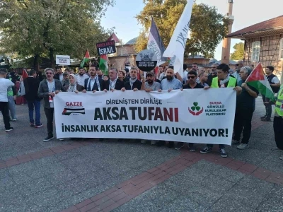 Bursa&rsquo;da Filistin&rsquo;e destek y&uuml;r&uuml;y&uuml;ş&uuml; d&uuml;zenlendi