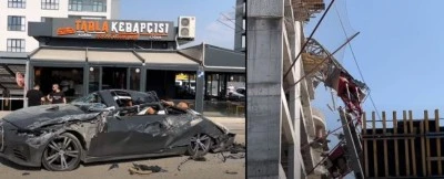 Bursa'da l&uuml;ks otomobil hurdaya d&ouml;nd&uuml;