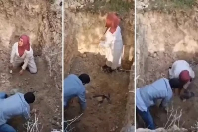 Bursa'da &ouml;len k&ouml;pekleri mezardan &ccedil;ıkarmaya &ccedil;alıştılar