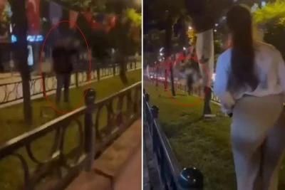 Bursa'da T&uuml;rk bayrağını yakmaya &ccedil;alışan şahsı gen&ccedil; kadın kovaladı