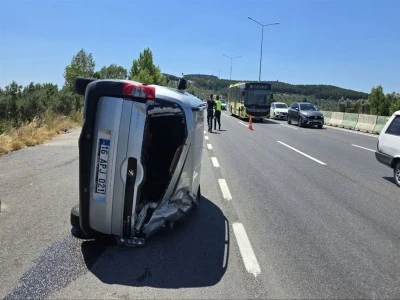 Bursa-Mudanya Yolu'nda otomobil takla attı: 1 yaralı! 