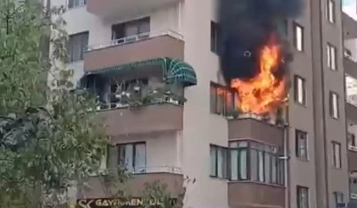 Bursa Nil&uuml;fer'de 7 katlı binada yangın