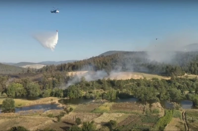 Bursa Orhaneli&rsquo;deki Yangına Anında M&uuml;dahale