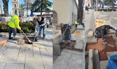 Bursa Tophane Meydanı'nda yenileme &ccedil;alışmaları
