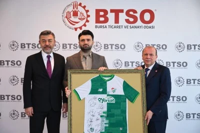 Bursaspor'dan BTSO'nun yeni başkanı &Ouml;zer Matlı'ya ziyaret! 
