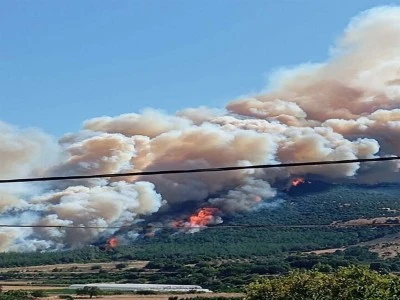  &Ccedil;anakkale'deki orman yangınına m&uuml;dahale s&uuml;r&uuml;yor