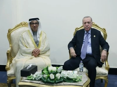 Cumhurbaşkanı Erdoğan, BAE Veliaht Prensi Mansur bin Zayed El Nahyan ile g&ouml;r&uuml;şt&uuml;