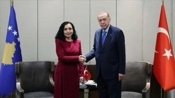 Cumhurbaşkanı Erdoğan, Kosova Cumhurbaşkanı Osmani-Sadriu ile g&ouml;r&uuml;şt&uuml;
