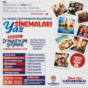 Denizli B&uuml;y&uuml;kşehirden a&ccedil;ıkhavada sinema keyfi
