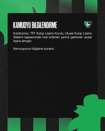 Denizlispor, Ulusal Kul&uuml;p Lisansı aldı
