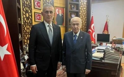 Devlet Bah&ccedil;eli, TFF Başkanı Hacıosmanoğlu'nu kabul etti