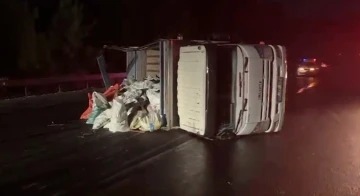 Devrilen kamyonetin s&uuml;r&uuml;c&uuml;s&uuml; yaralandı
