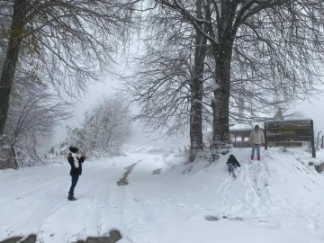 Domani&ccedil; Dağları yağan karla vatandaşların akınına uğradı
