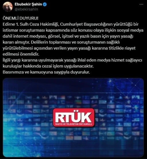 Edirne&rsquo;de &ccedil;ocuk tacizi soruşturmasında şahıs tutuklandı: RT&Uuml;K&rsquo;ten yayın yasağı kararı alındı
