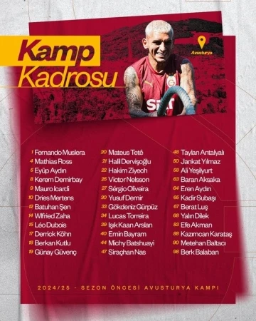 Galatasaray&rsquo;ın Avusturya kampı kadrosu belli oldu
