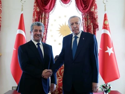 Cumhurbaşkanı Erdoğan, Irak K&uuml;rt B&ouml;lgesel Y&ouml;netimi Başbakanı Mesrur Barzani'yi kabul etti