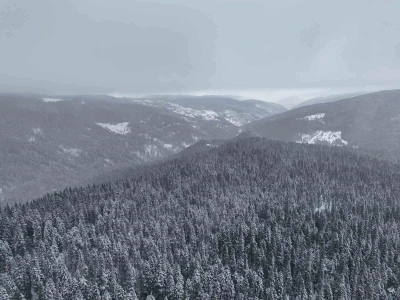 Beyaza b&uuml;r&uuml;nen Ilgaz Dağı havadan g&ouml;r&uuml;nt&uuml;lendi