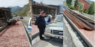 Hakkari&rsquo;de kaldırımı işgal eden inşaat sahibine 15 bin TL ceza

