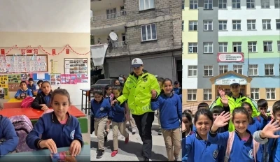 Hakkari&rsquo;de minik &ouml;ğrencilere trafik eğitimi
