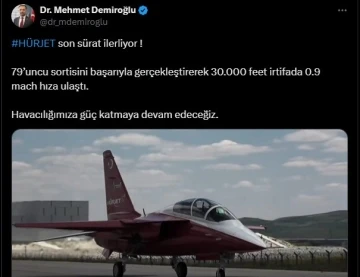 H&Uuml;RJET 30 bin feet irtifada 0.9 mach hıza ulaştı
