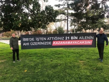 İBB tarafından tazminatları &ouml;denmeden işten &ccedil;ıkarılan iş&ccedil;iler eylem yaptı
