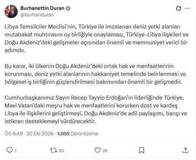 İletişim Başkanı Duran: T&uuml;rkiye-Libya ilişkileri a&ccedil;ısından &ouml;nemli bir adım