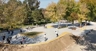 İneg&ouml;l Hikmet Şahin K&uuml;lt&uuml;r Parkı'nda yeni kaykay ve paten pisti yapımında sona gelindi