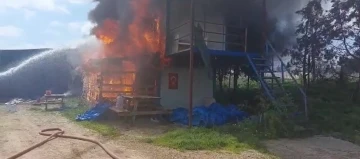 İş&ccedil;ilerin kaldığı konteyner alevlere teslim oldu