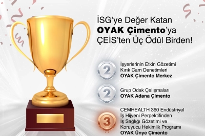 İSG&rsquo;ye Değer Katan OYAK &Ccedil;imento&rsquo;ya &Ccedil;EİS&rsquo;ten &Uuml;&ccedil; &Ouml;d&uuml;l Birden