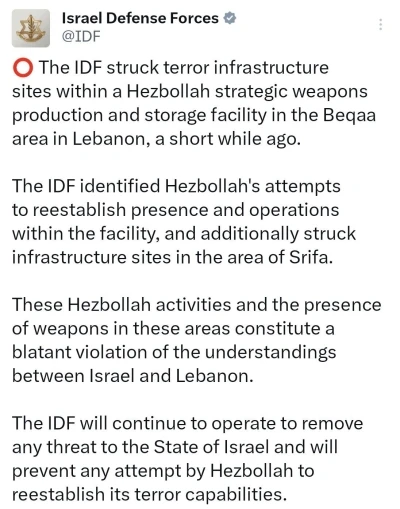 İsrail ordusu: "L&uuml;bnan&rsquo;da Hizbullah&rsquo;a ait hedefleri vurduk"
