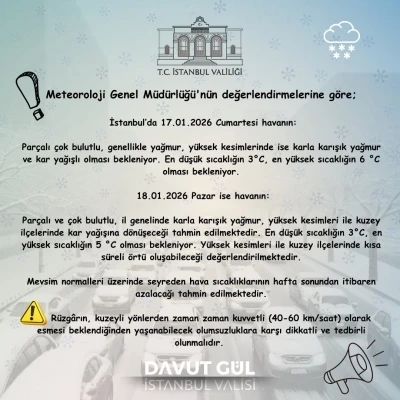 İstanbul Valiliği&rsquo;nden kar uyarısı