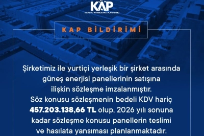 Kalyon PV&rsquo;den 457 Milyon TL&rsquo;lik G&uuml;neş Paneli Satış Anlaşması
