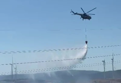 Karacabey'de engebeli arazide yangın