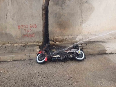 Karaman&rsquo;da elektrikli bisiklet yangını
