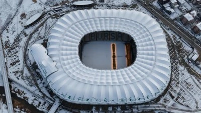 Karla kaplı Timsah Arena'nın dron g&ouml;r&uuml;nt&uuml;leri