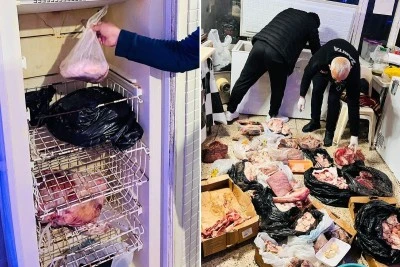 Kasap d&uuml;kkanında rezalet! 