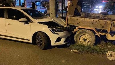 Kaza yapan otomobil savrulup kamyonete &ccedil;arptı: 2 yaralı