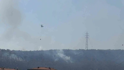 Kazdağları eteklerindeki yangın Zeytinli Mahallesine doğru ilerliyor